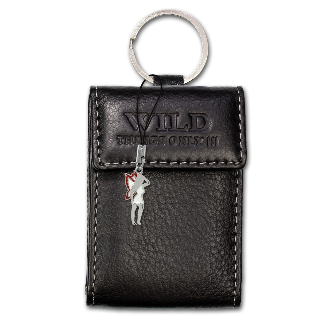 Wild Things Only Etui, Leder schwarz Minibörse Schlüsseltasche OPJ904S