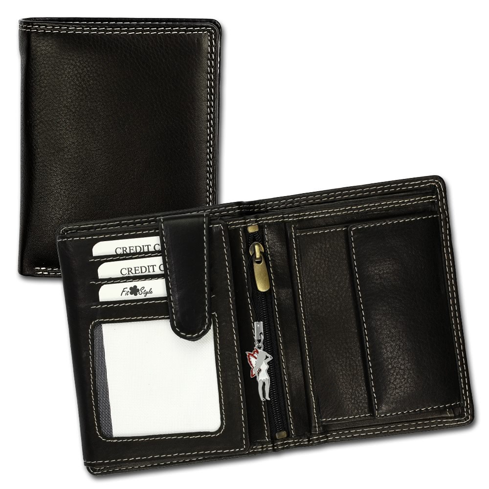 Leder schwarz Herren Brieftasche Portemonnaie DrachenLeder OPN102S