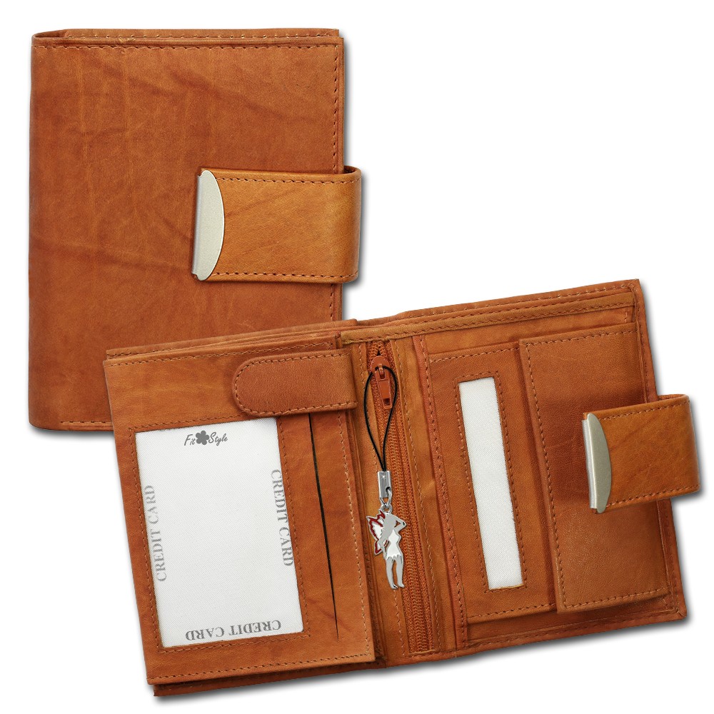DrachenLeder cognac Echtleder, glatt-Portemonnaie OPR107O