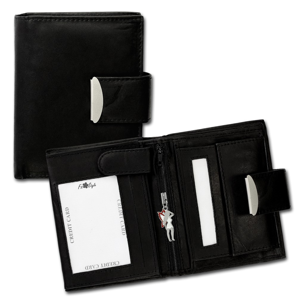DrachenLeder schwarz Echtleder Portemonnaie Brieftasche Damen OPR107S