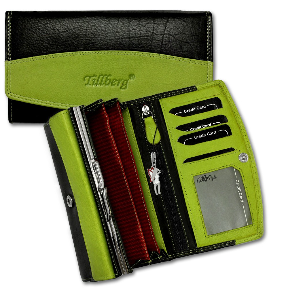 DrachenLeder Damen Leder- braun/hellgrün Frauen Portemonnaie OPR700L