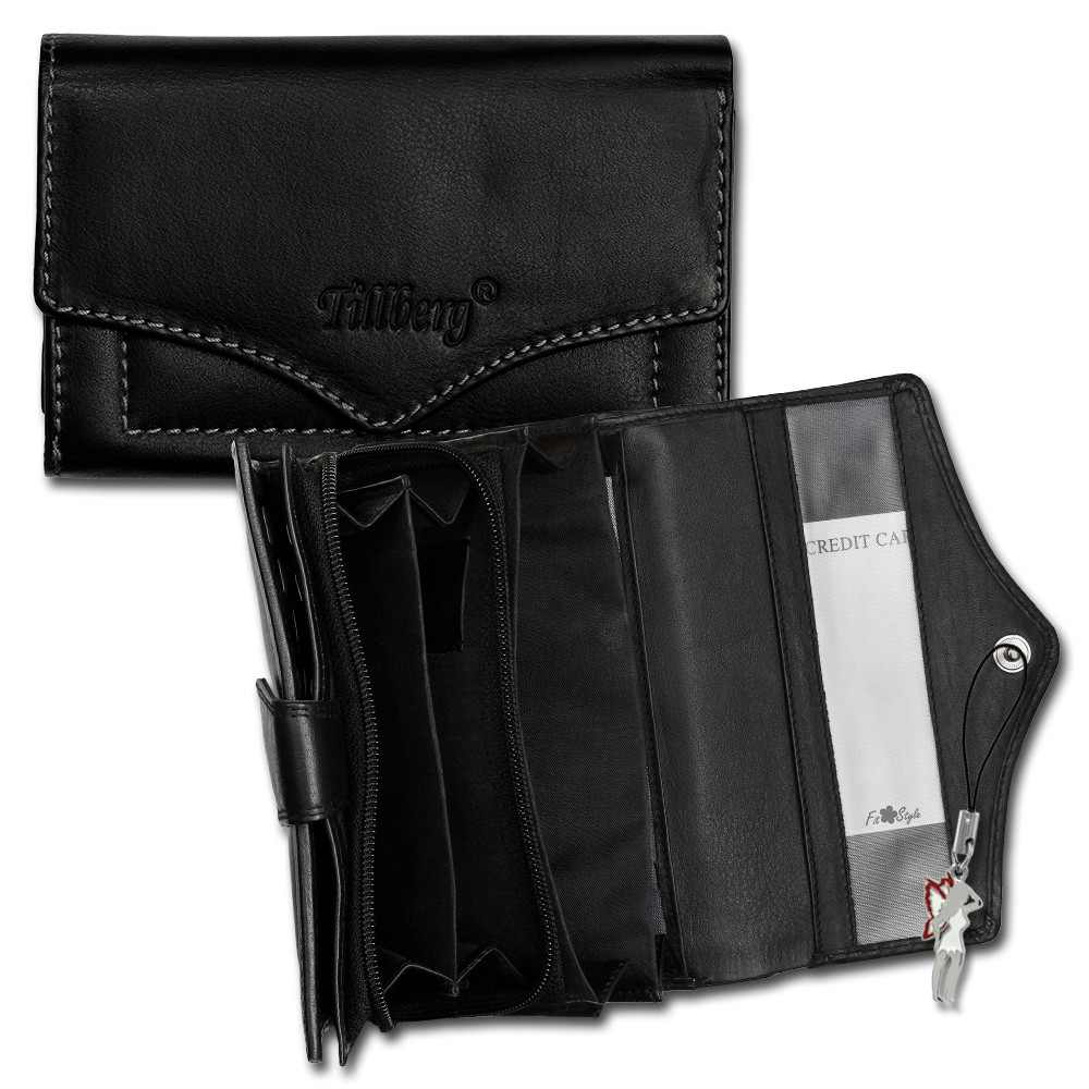 DrachenLeder schwarz Echtleder, glatt-Portemonnaie OPR703S