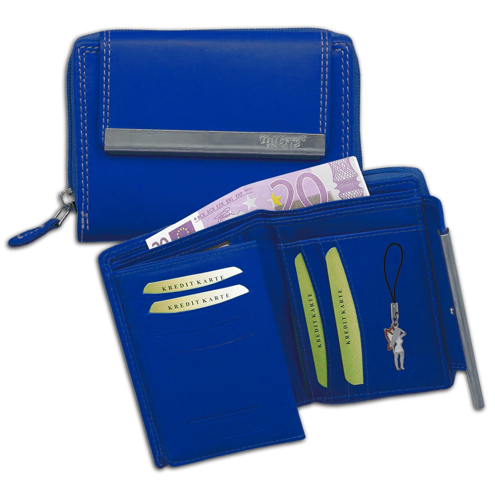 DrachenLeder Geldbörse royalblau Leder Portemonnaie Brieftasche Damen OPR704M