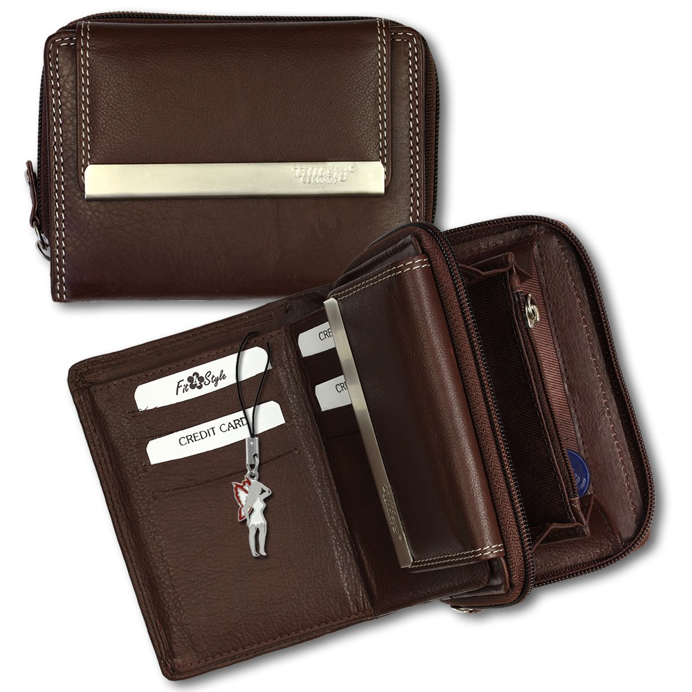 DrachenLeder braun Echtleder Portemonnaie Brieftasche Damen OPR704N