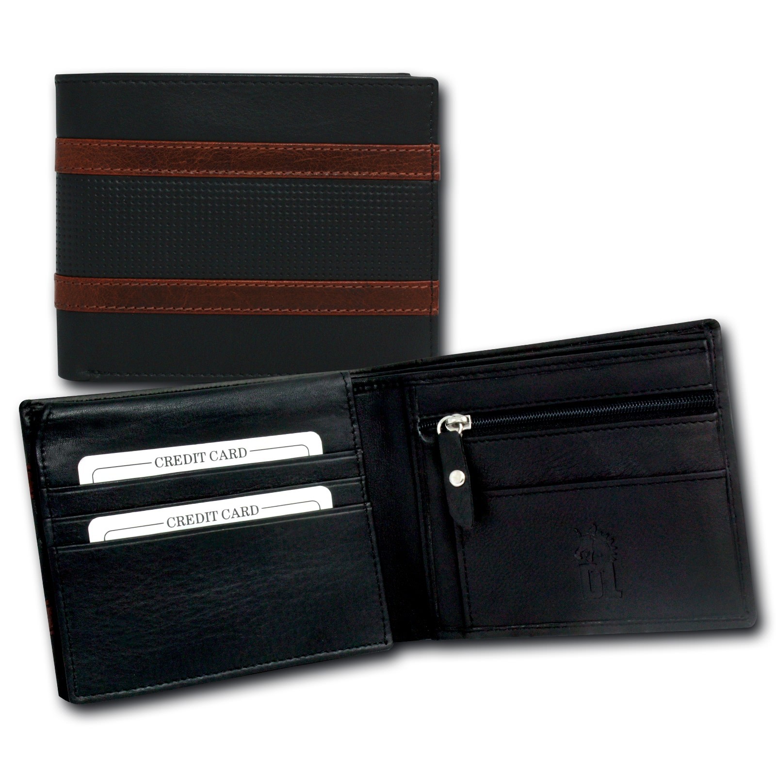 DrachenLeder dunkelblau Nappa-Leder Portemonnaie Brieftasche Herren OPT062B