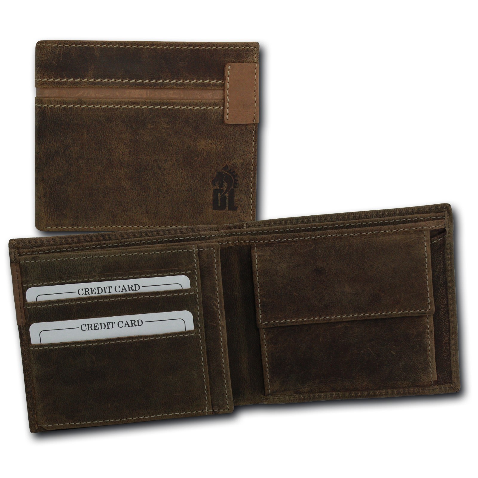 DrachenLeder Vintage braun Echtleder Portemonnaie Brieftasche Herren OPT083N