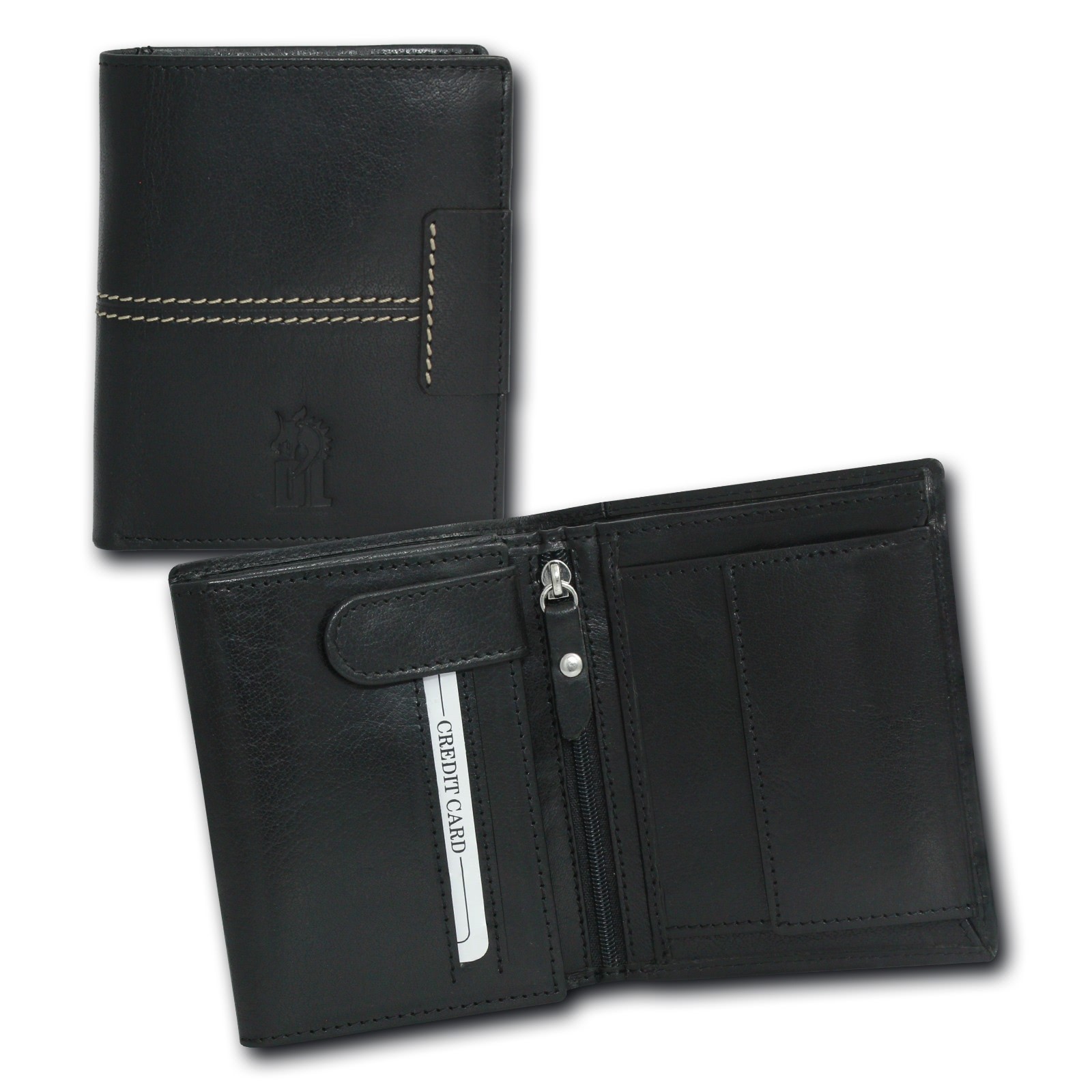 DrachenLeder schwarz Echtleder Portemonnaie Brieftasche Herren OPT102S