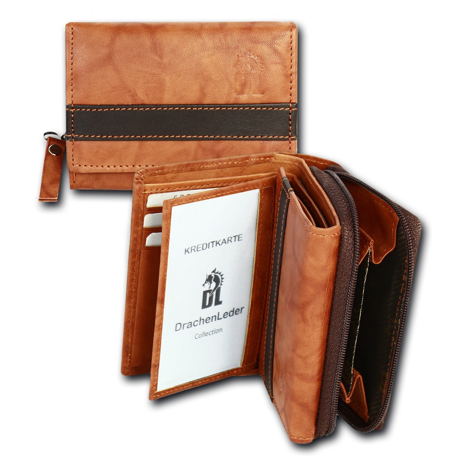 DrachenLeder hellbraun braun Leder Portemonnaie Brieftasche OPZ100N