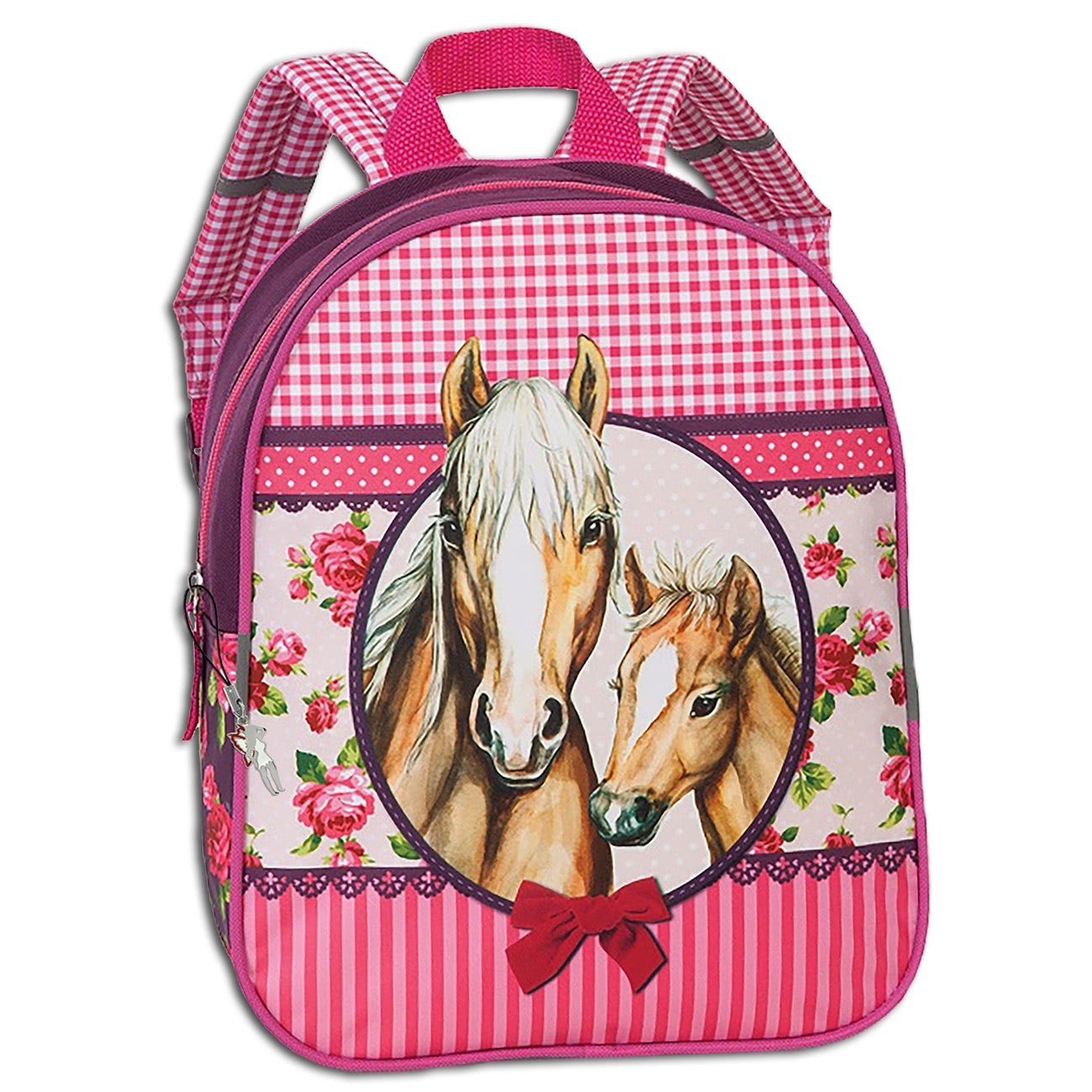 Fabrizio Kindergartenrucksack Mädchen mit Pferdemotiv,Fohlen pink Blumen ORI212P