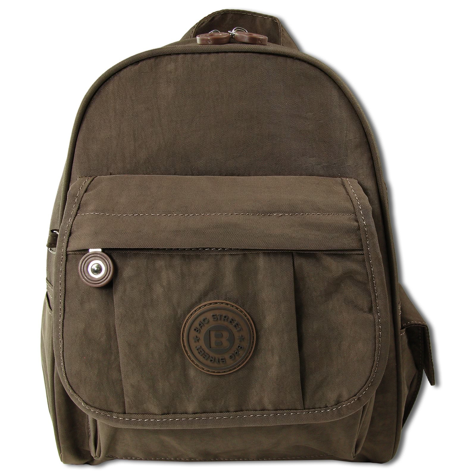 Bag Street Rucksack Crinkle Nylon braun trendiger Damen Cityrucksack ORJ201N