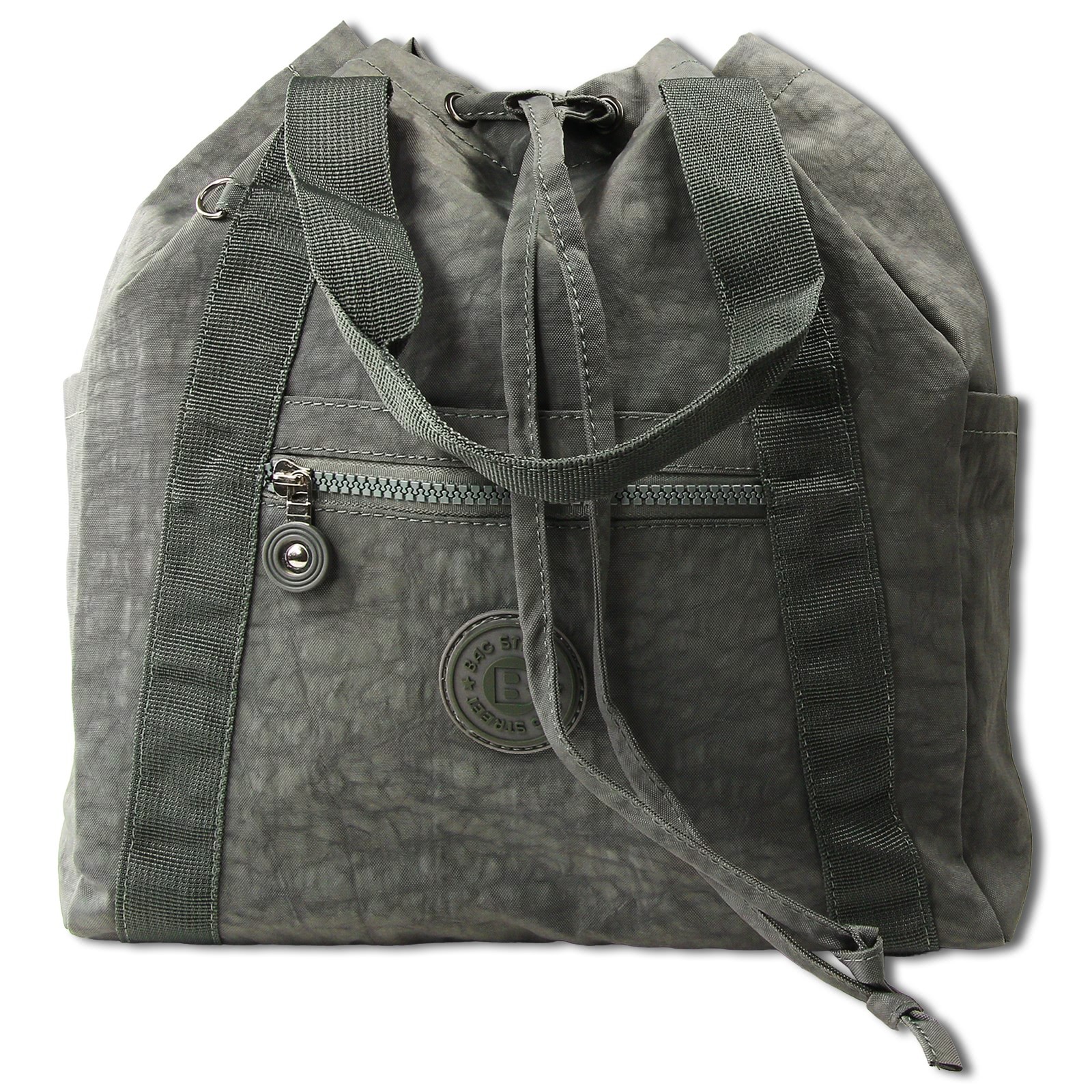 Bag Street Rucksack Crinkle Nylon grau trendiger Damen Handtasche ORJ202K