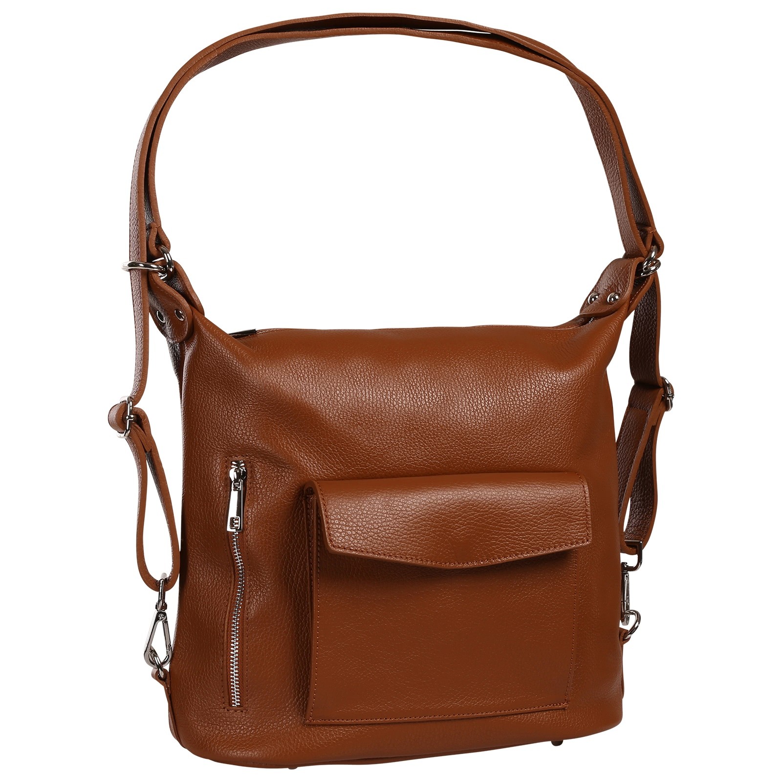 Toscanto Damen Schultertasche Cityrucksack Leder Tasche braun ORT103RC4