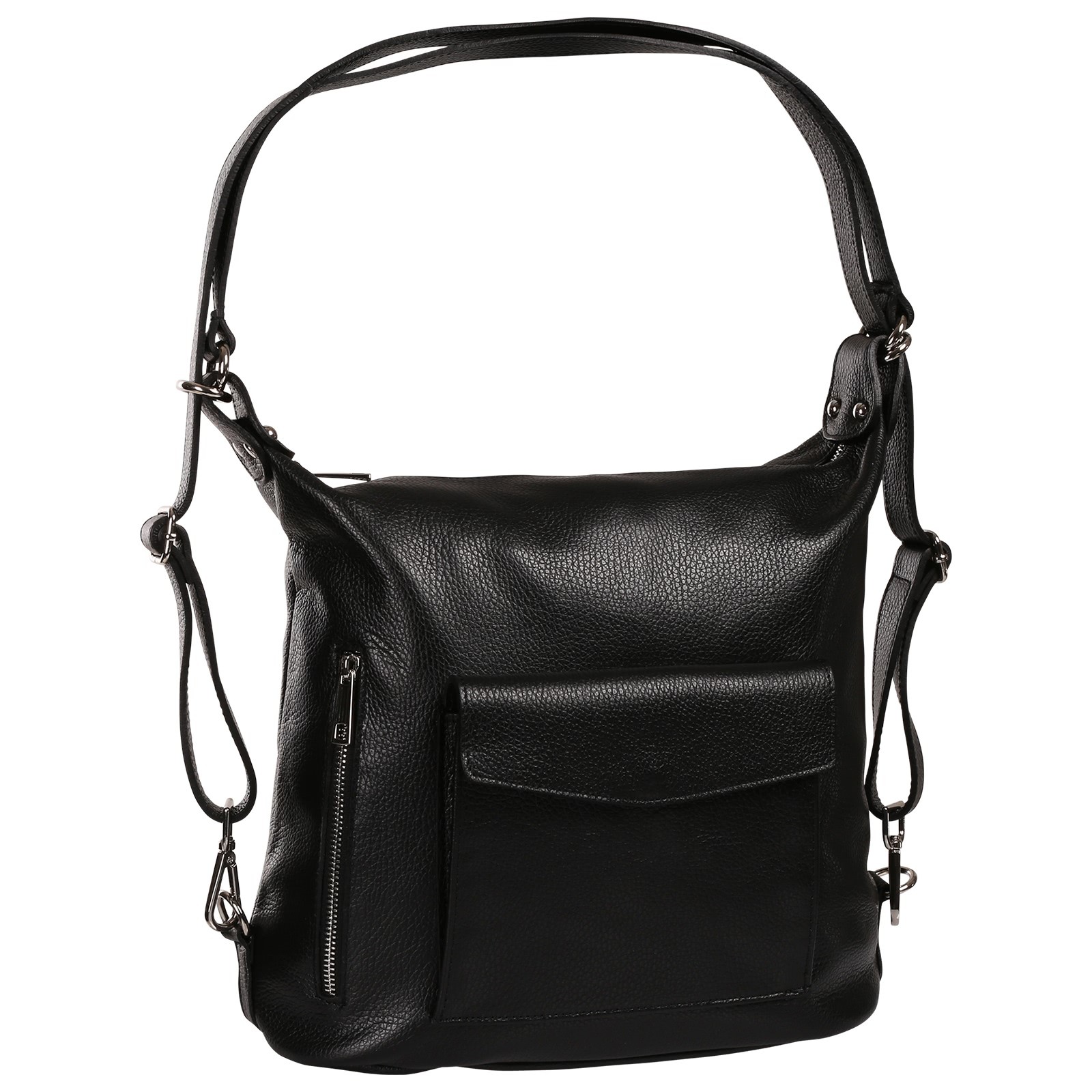 Toscanto Damen Schultertasche Cityrucksack Leder Tasche schwarz ORT103RS1