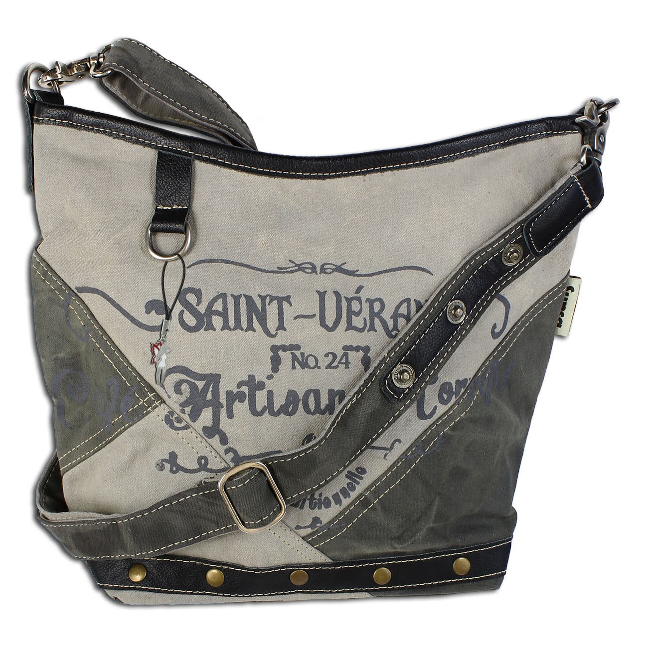 Sunsa Vintage Upcycle Canvas Leder grau OTA202K