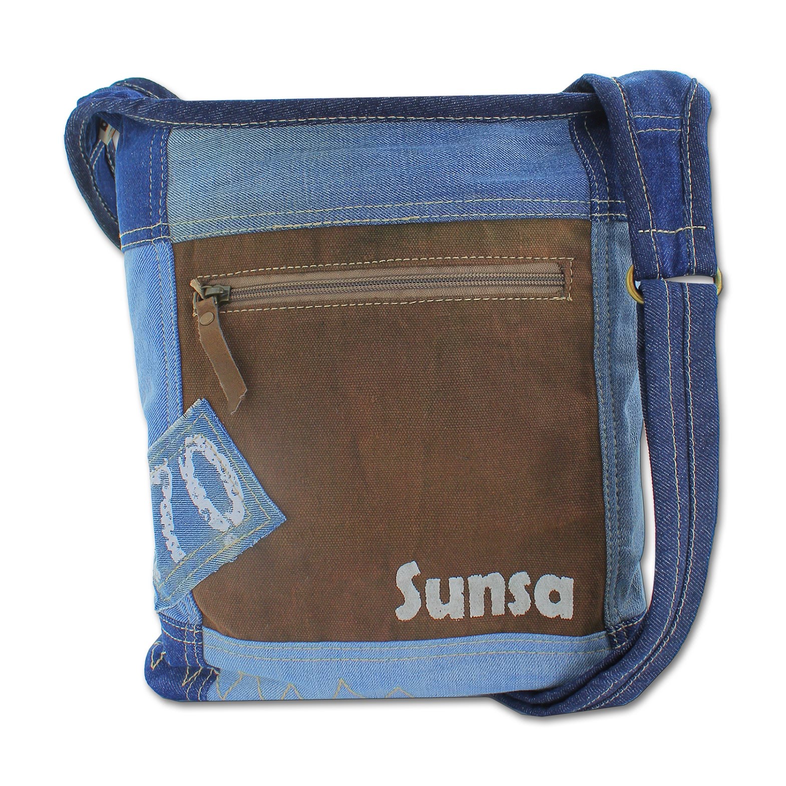Sunsa Damen Canvas Tasche Jeans Crossbody Hobo Bag blau OTA203N