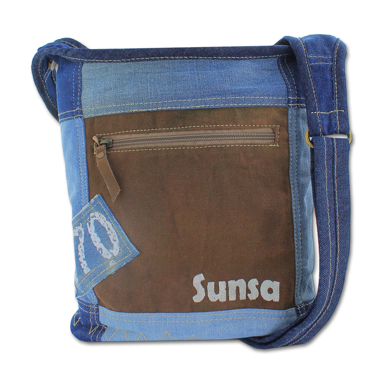 Sunsa Damen Canvas Tasche Jeans Crossbody Umhängetasche Hobo Bag blau OTA203N