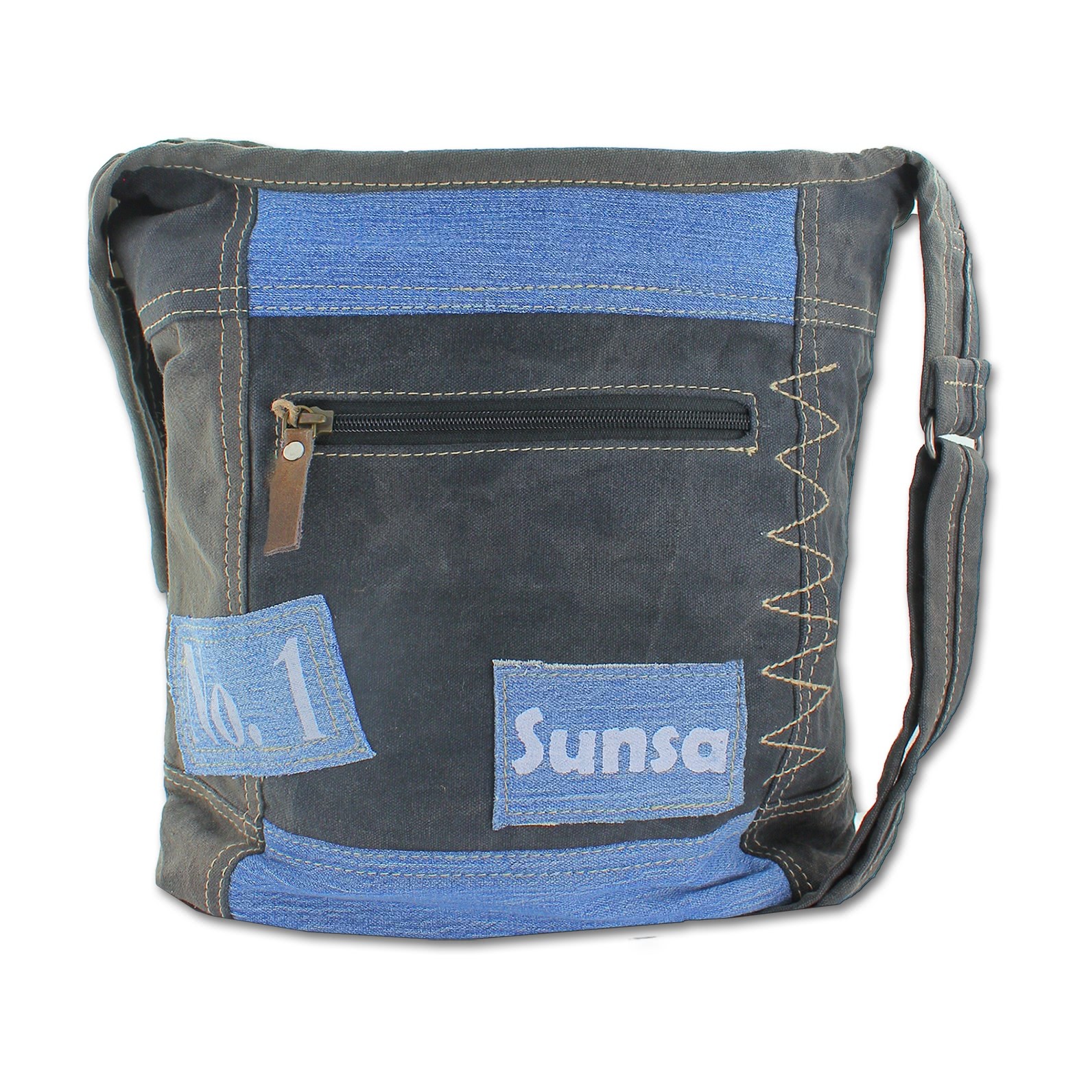 Sunsa Damen Canvas Jeans blau Hobo schwarz OTA204S