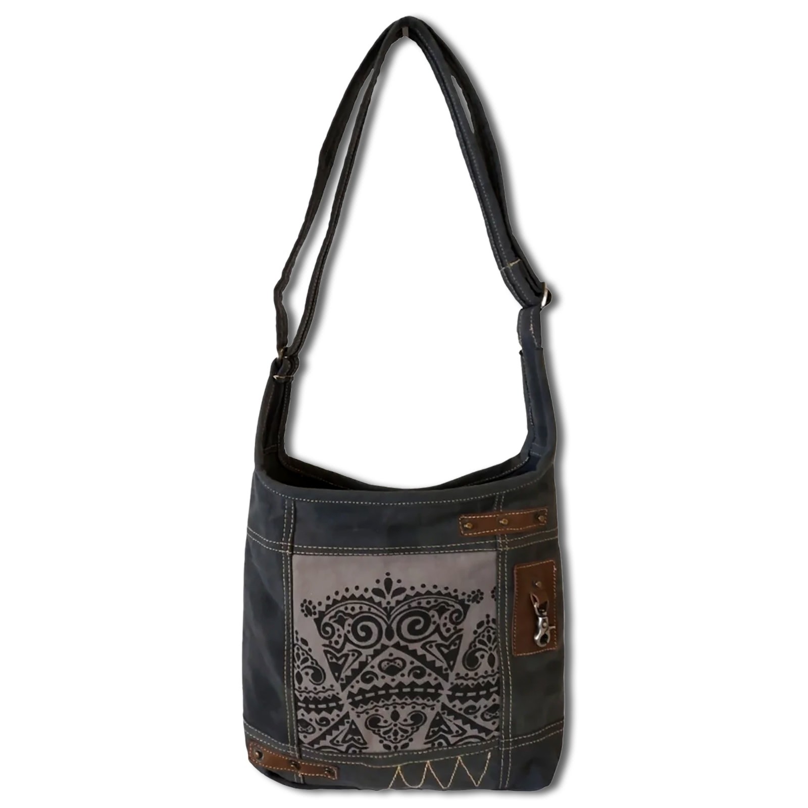 Sunsa Hobotasche Canvas Leder blau OTA212B