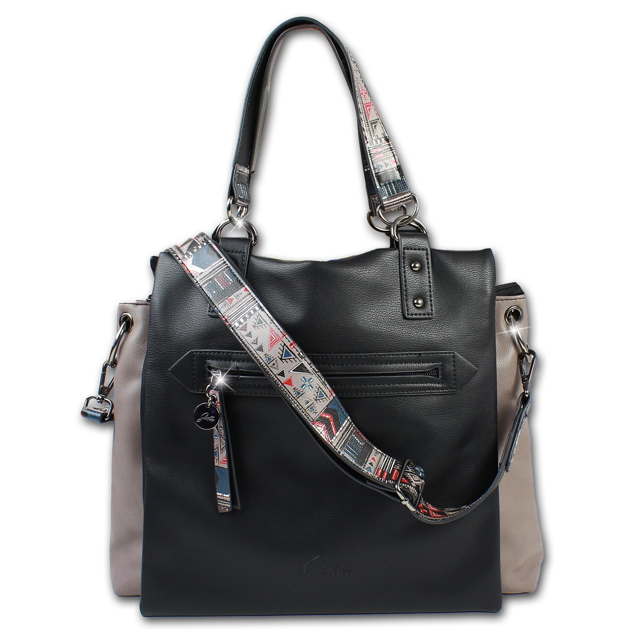 Glüxklee Shopper Kunstleder schwarz taupe OTD103S