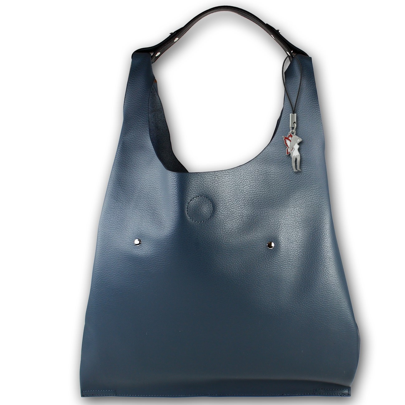 Glüxklee klassischer XL Damen Shopper Kunstleder Henkeltasche jeansblau OTD108B