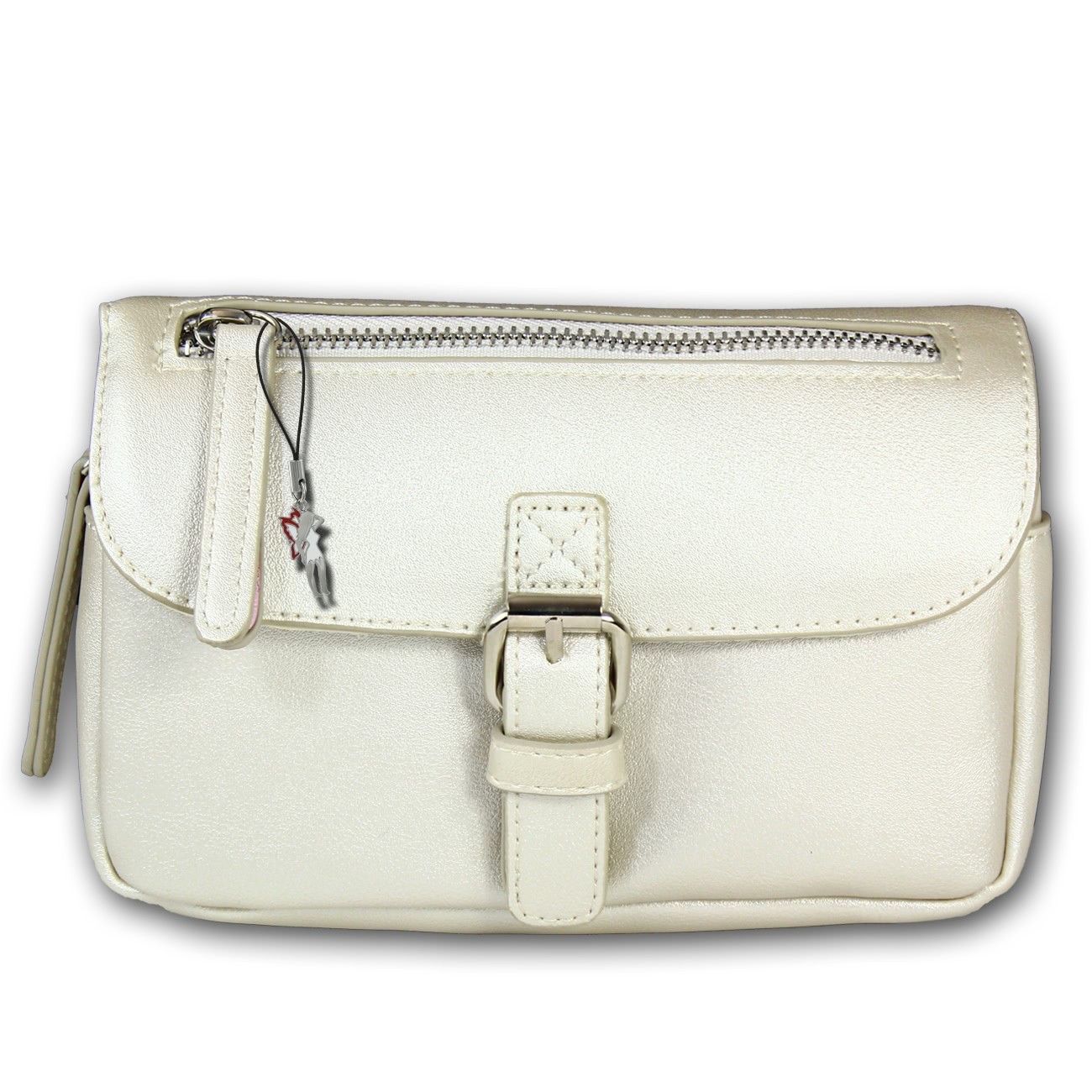 New Bags Damen eckige Gürteltasche Stauraum Hüfttasche creme metallic OTD5024J