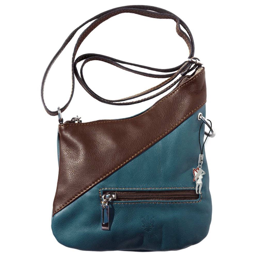 Florence Mini Umhängetasche Damen Handtasche echtes Leder blau, braun OTF100B