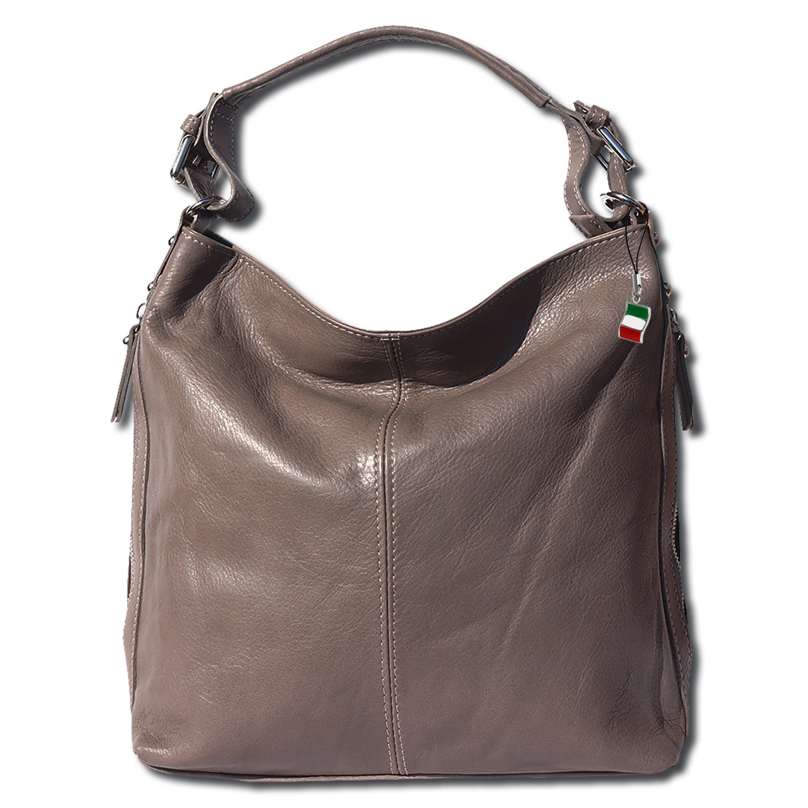 Florence Beuteltasche Echtleder taupe hellbraun Damen Hobo Bag Tasche OTF101K