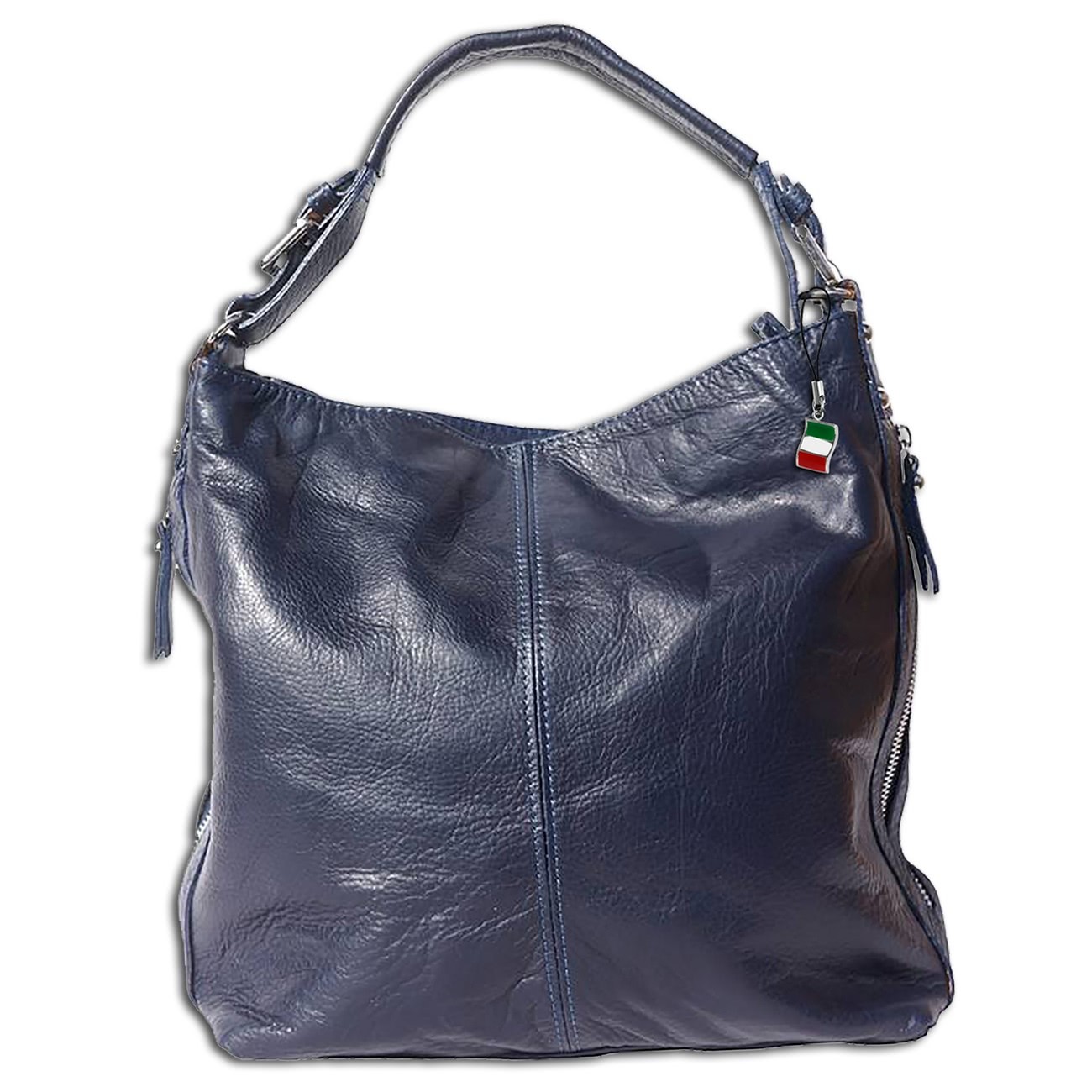 Florence Beuteltasche Echtleder dunkelblau Damen Hobo Bag Tasche OTF101M