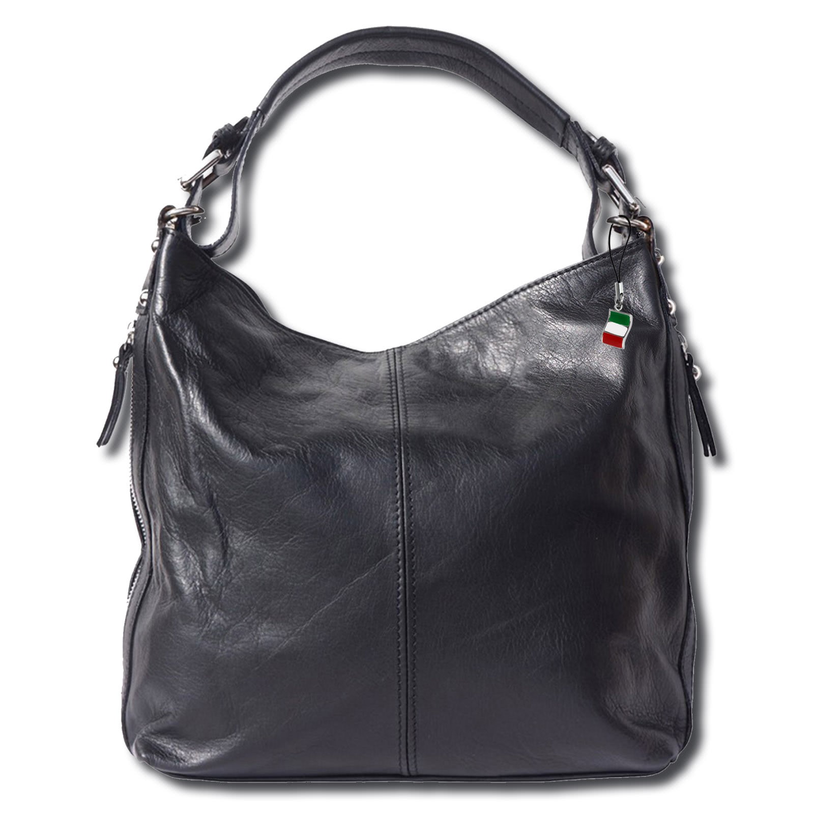Florence Beuteltasche Echtleder schwarz Damen Hobo Bag OTF101S
