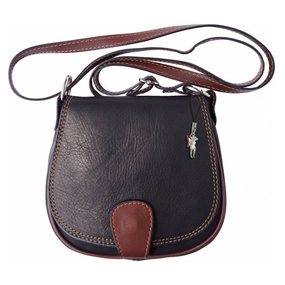 Florence Damen Handtasche Satteltasche Leder schwarzbraun OTF103F