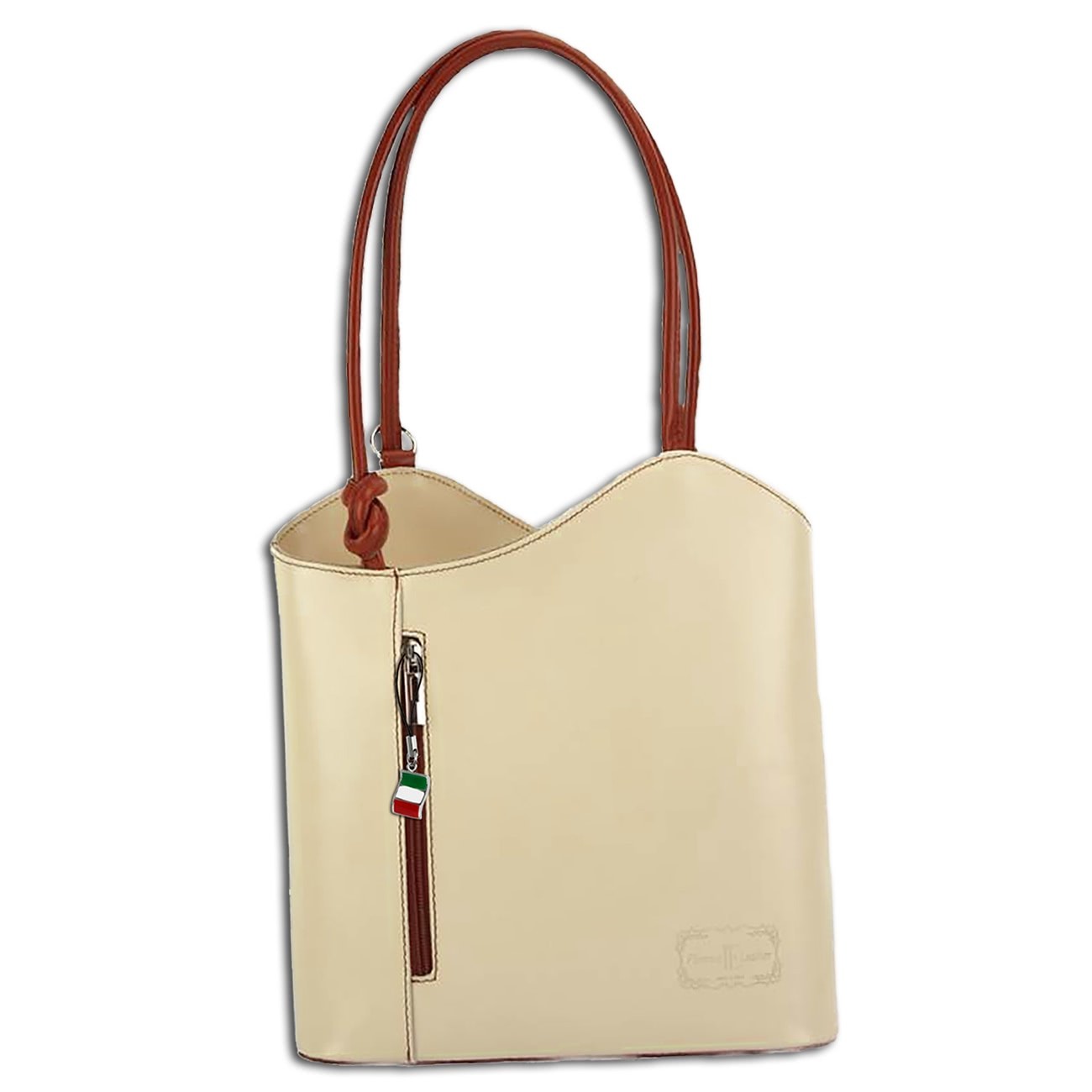 Florence 2in1 , Rucksack Rindsleder creme braun wandelbar OTF106C