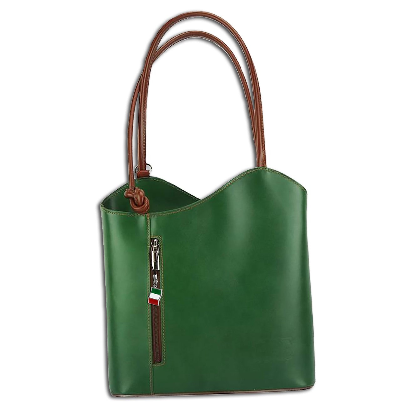 Florence 2in1 , Rucksack Rindsleder wandelbar grün braun OTF106G