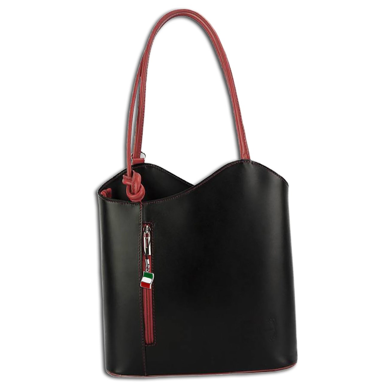 Florence 2in1 , Rucksack Rindsleder schwarz rot wandelbar OTF106S