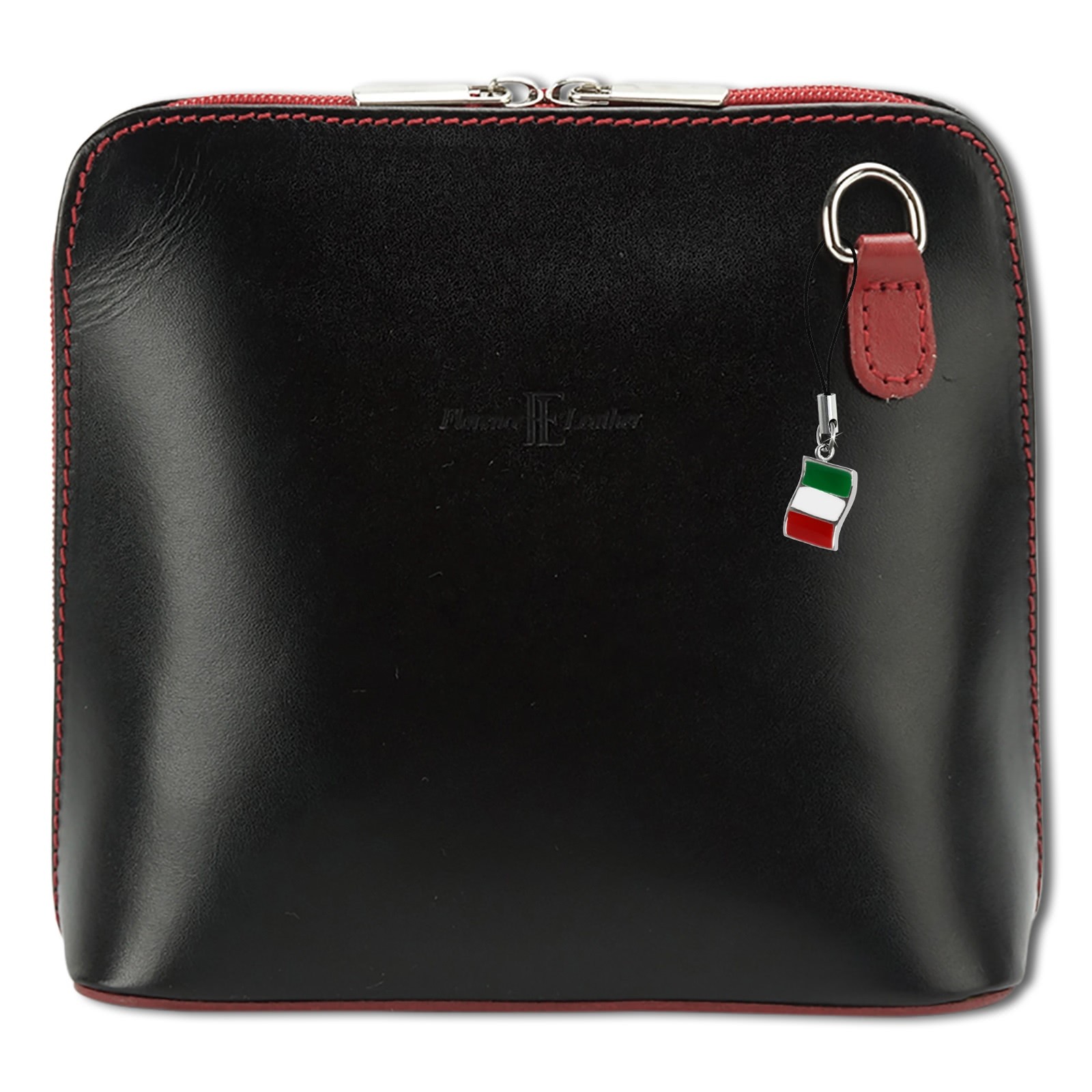 Florence Mini Umhängetasche Damen Handtasche echtes Leder schwarz rot OTF109S