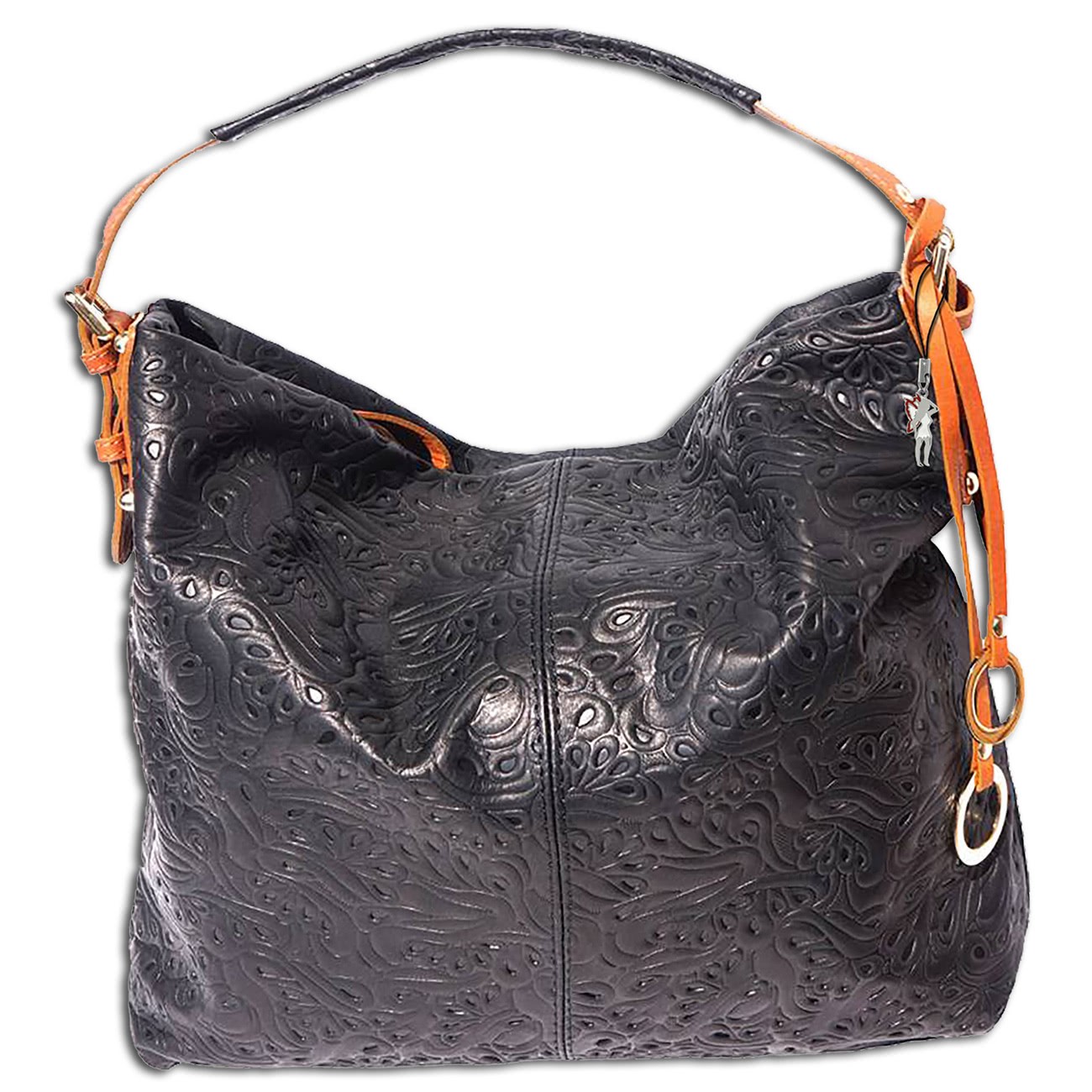 Florence florale Echtleder Hobo Bag Damen schwarz braun OTF111S