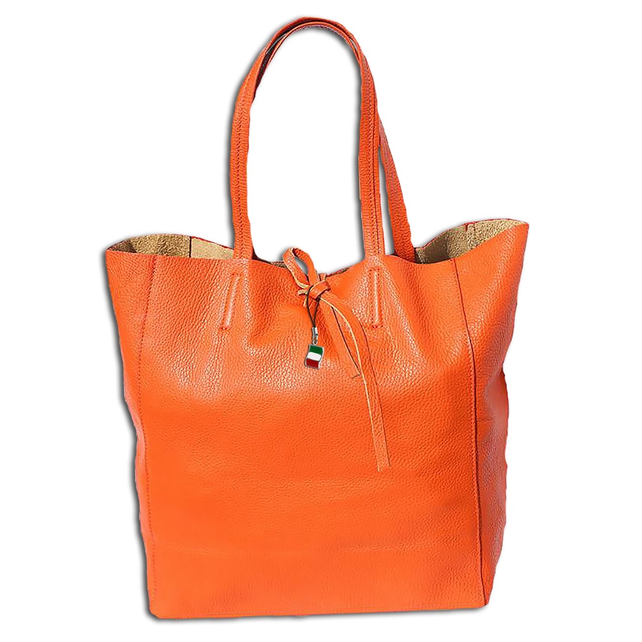 Florence ital. Shopper Echtleder Damen Schultertasche Business orange OTF112O