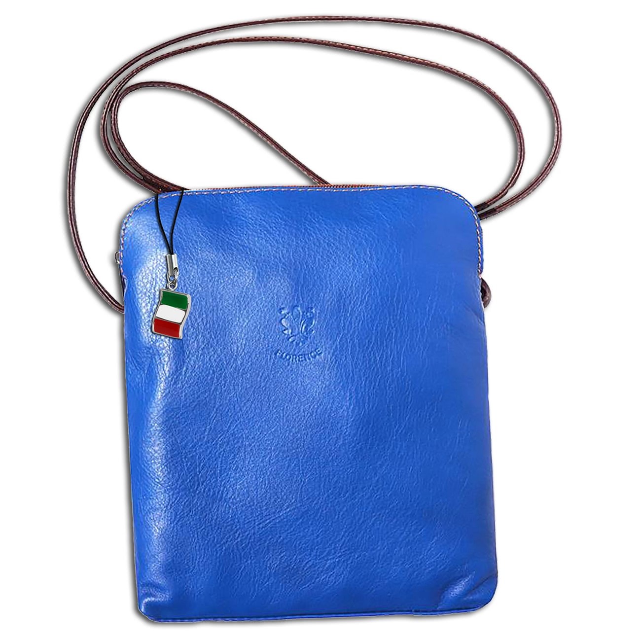 Florence Umhängetasche Schultertasche Damen echtes Leder blau braun OTF113B