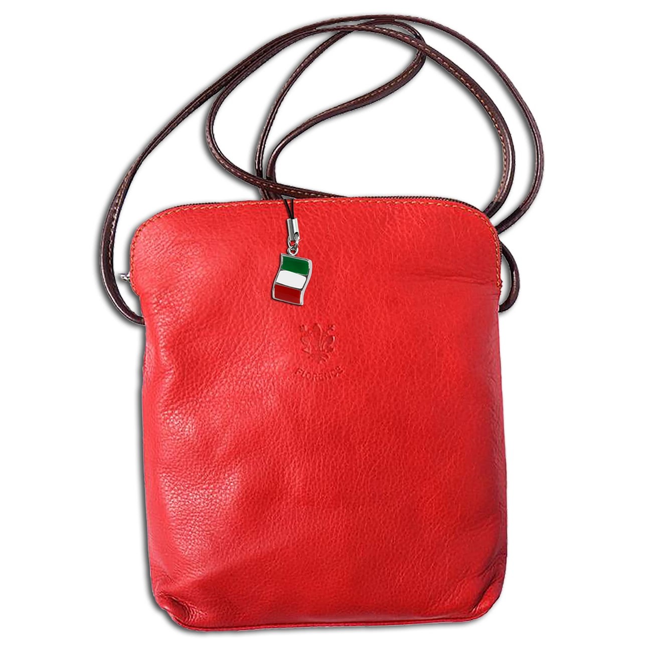 Florence Umhängetasche Schultertasche Damen echtes Leder rot braun OTF113R