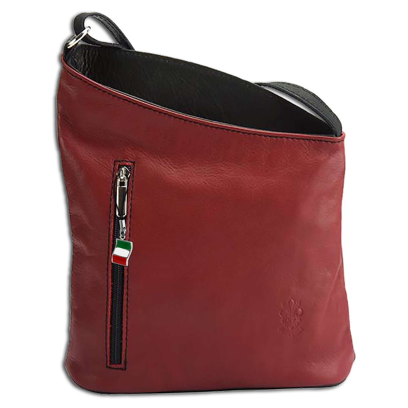 Florence kleine Umhängetasche Damen Handtasche echtes Leder rot schwarz OTF114R