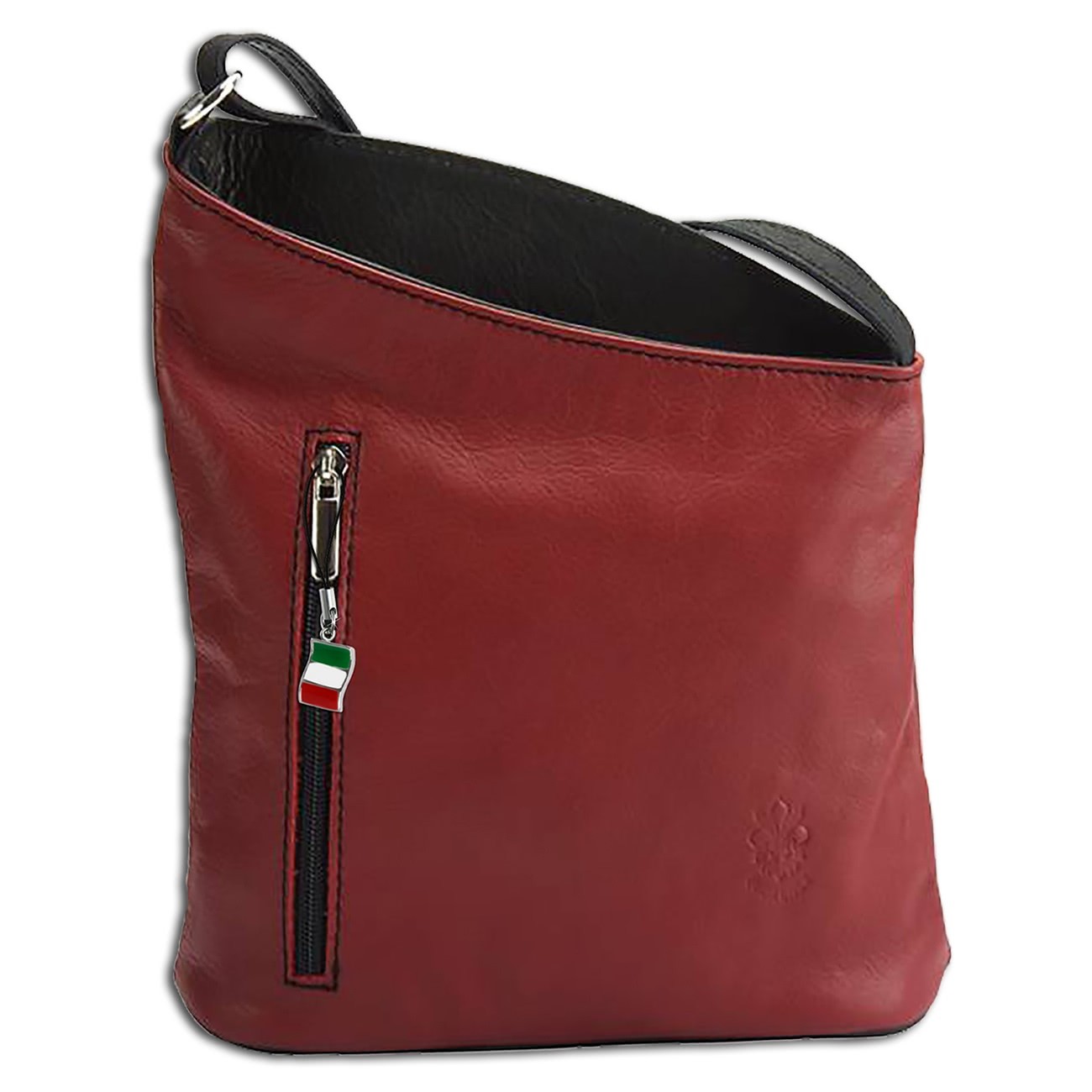 Florence kleine Damen Handtasche echtes Leder rot schwarz OTF114R