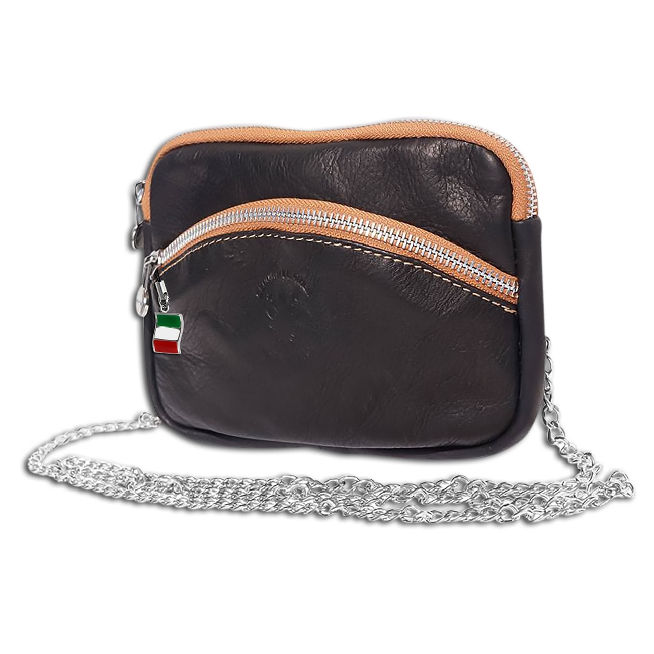 Florence kleine Ketten Abendtasche Echtleder schwarz OTF115S