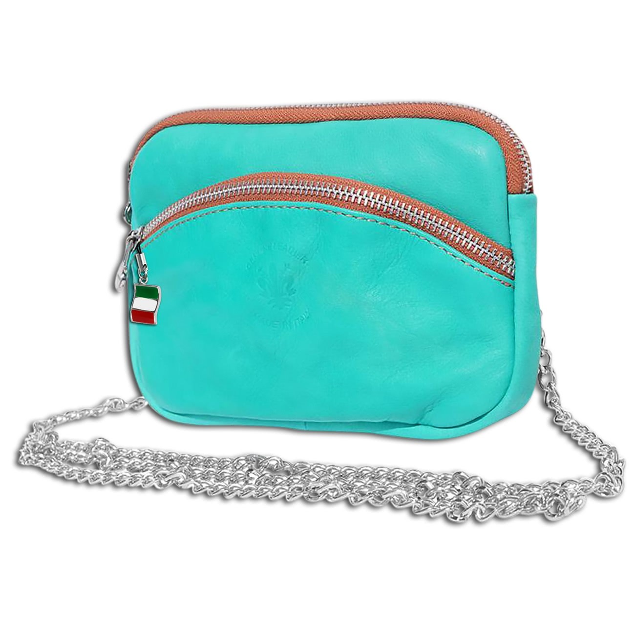 Florence kleine Ketten Abendtasche Echtleder türkis OTF115T