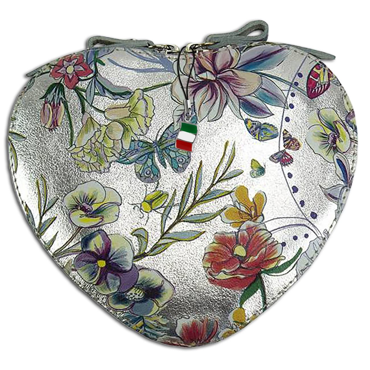 Florence herzförmige Damen Leder Handtasche silber bunt OTF121F