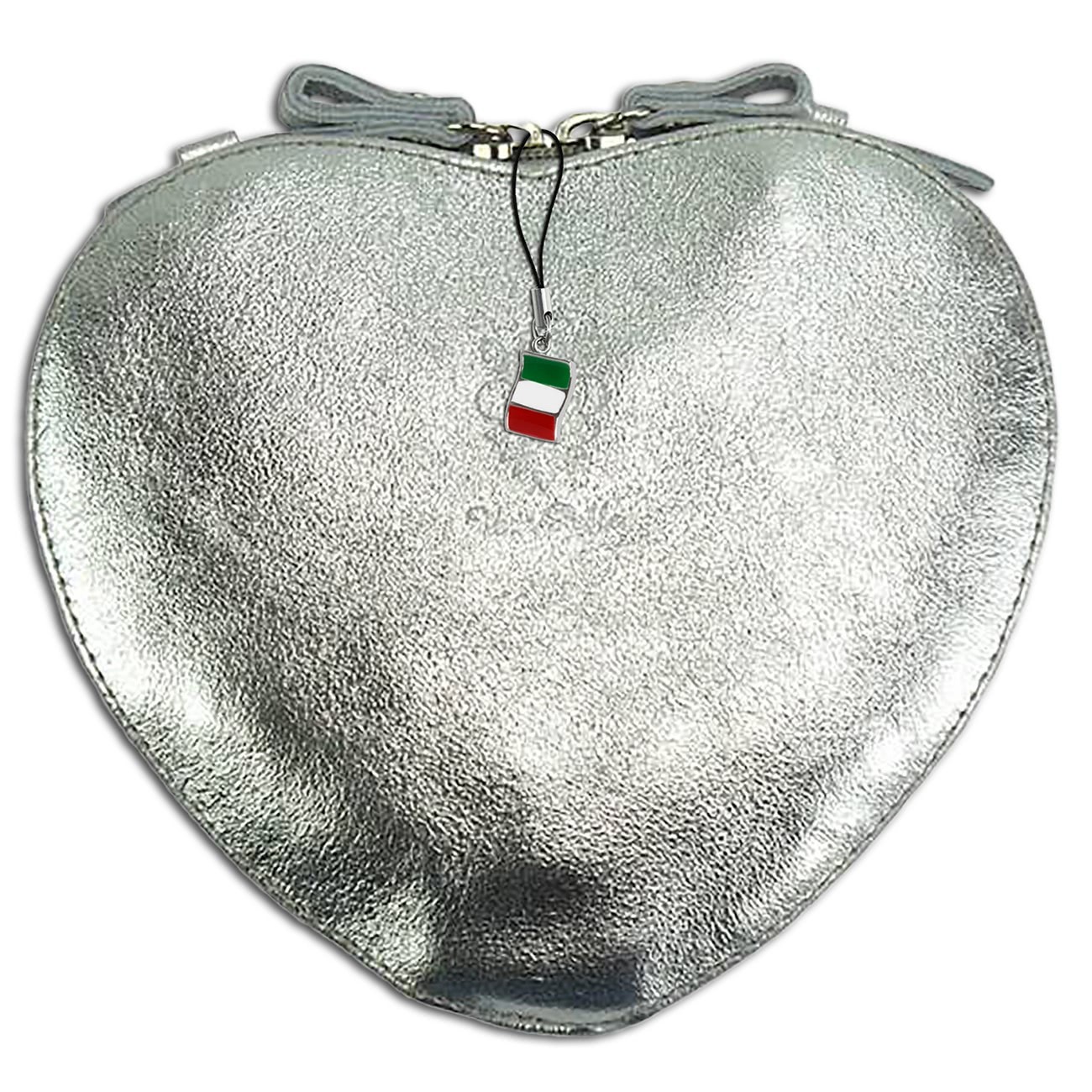 Florence herzförmige Damen Echtleder Handtasche silber OTF121J
