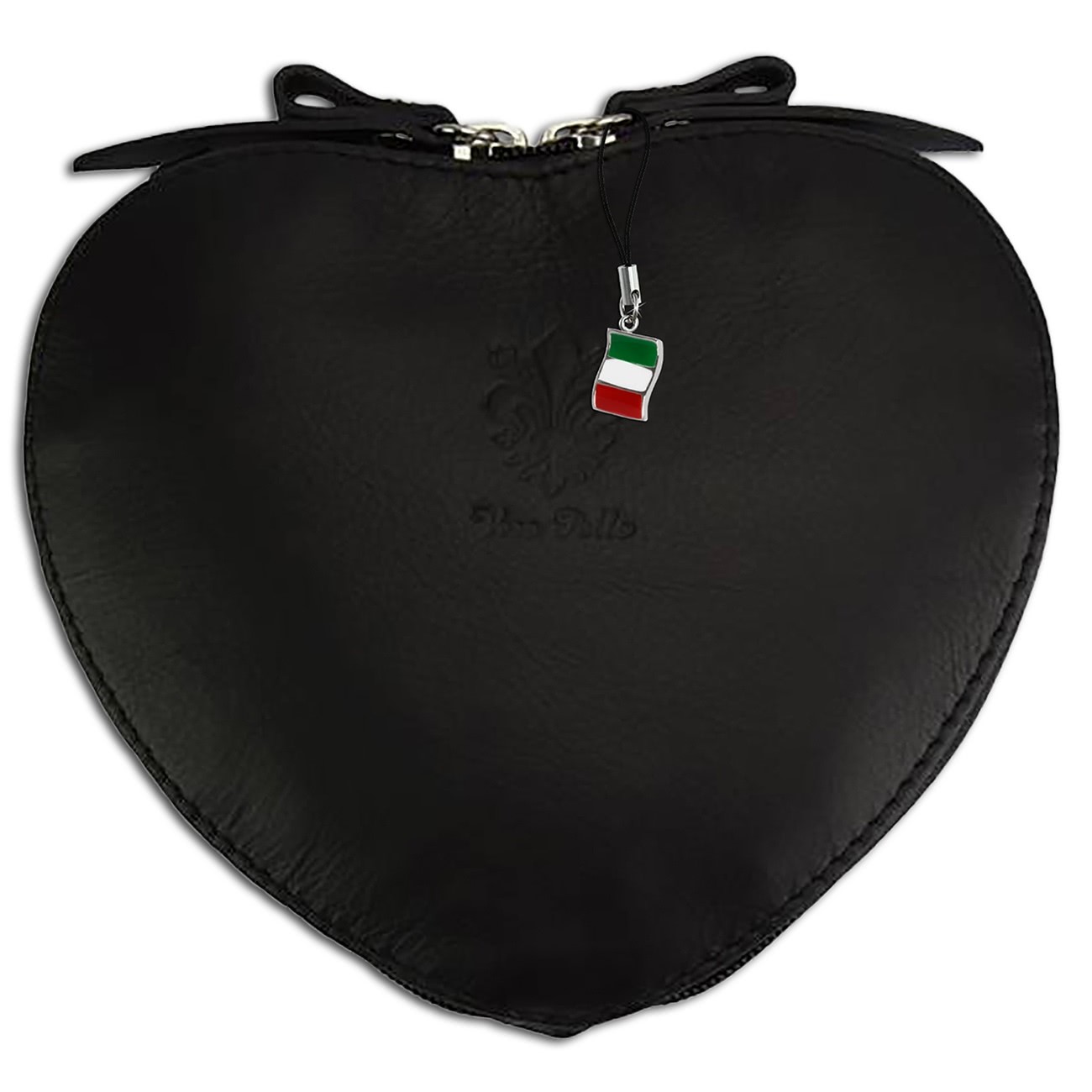 Florence herzförmige Damen Schultertasche Echtleder Handtasche schwarz OTF121S