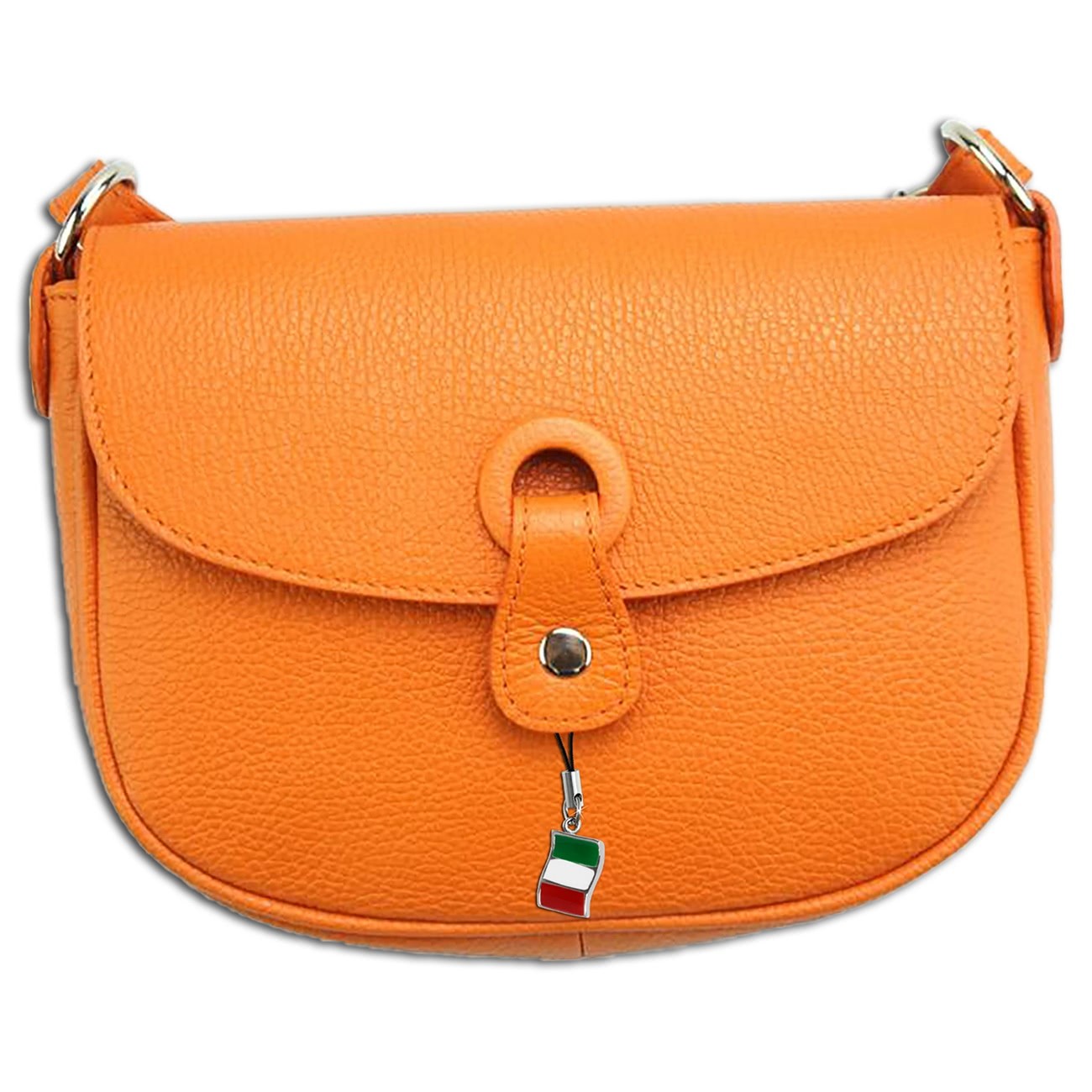 Florence Umhängetasche Damen Handtasche Satteltasche Echtleder orange OTF122O