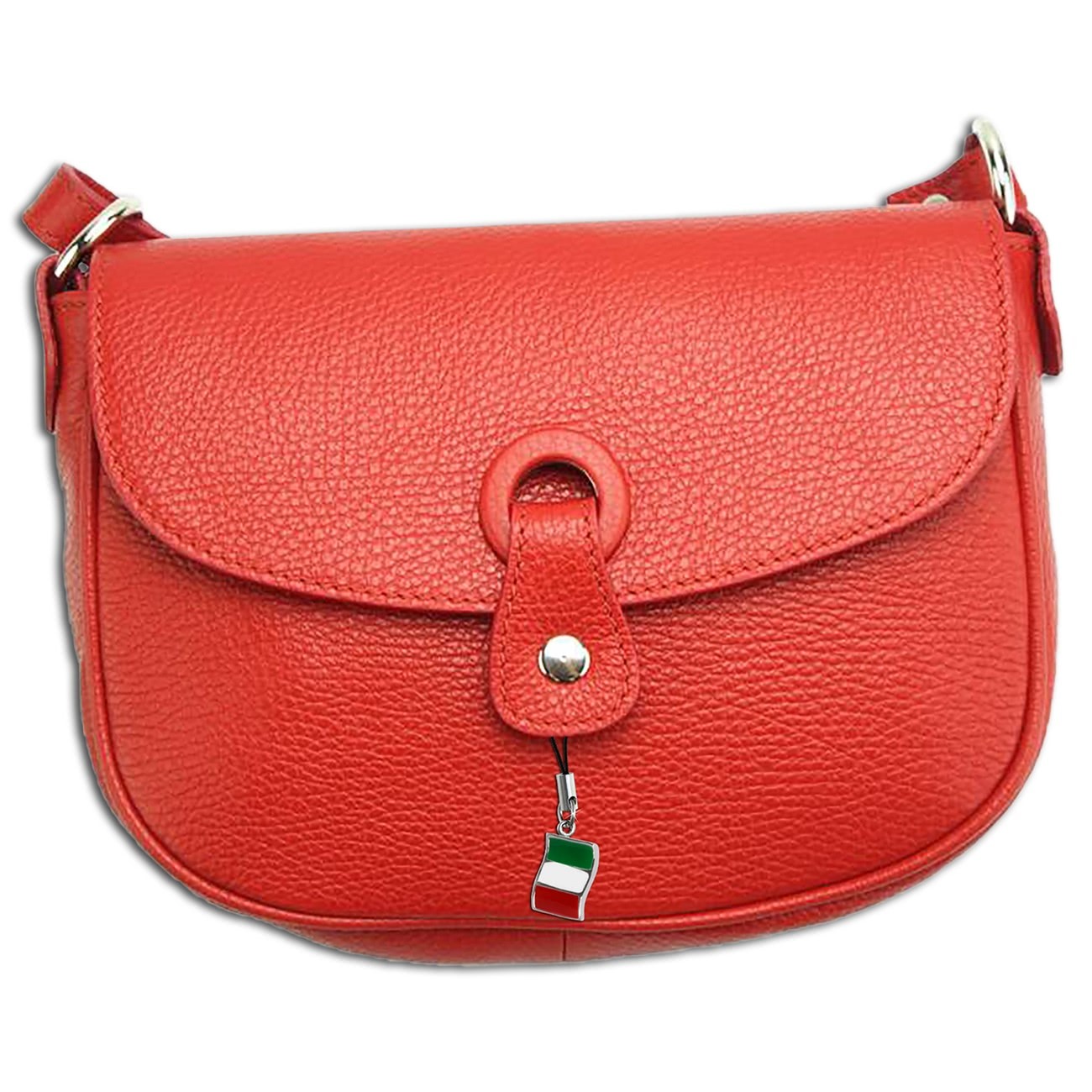 Florence Umhängetasche Damen Handtasche Satteltasche Echtleder rot OTF122R