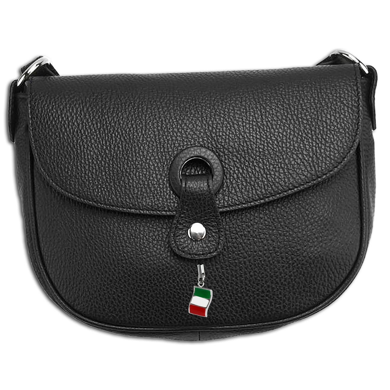 Florence Umhängetasche Damen Handtasche Satteltasche Echtleder schwarz OTF122S