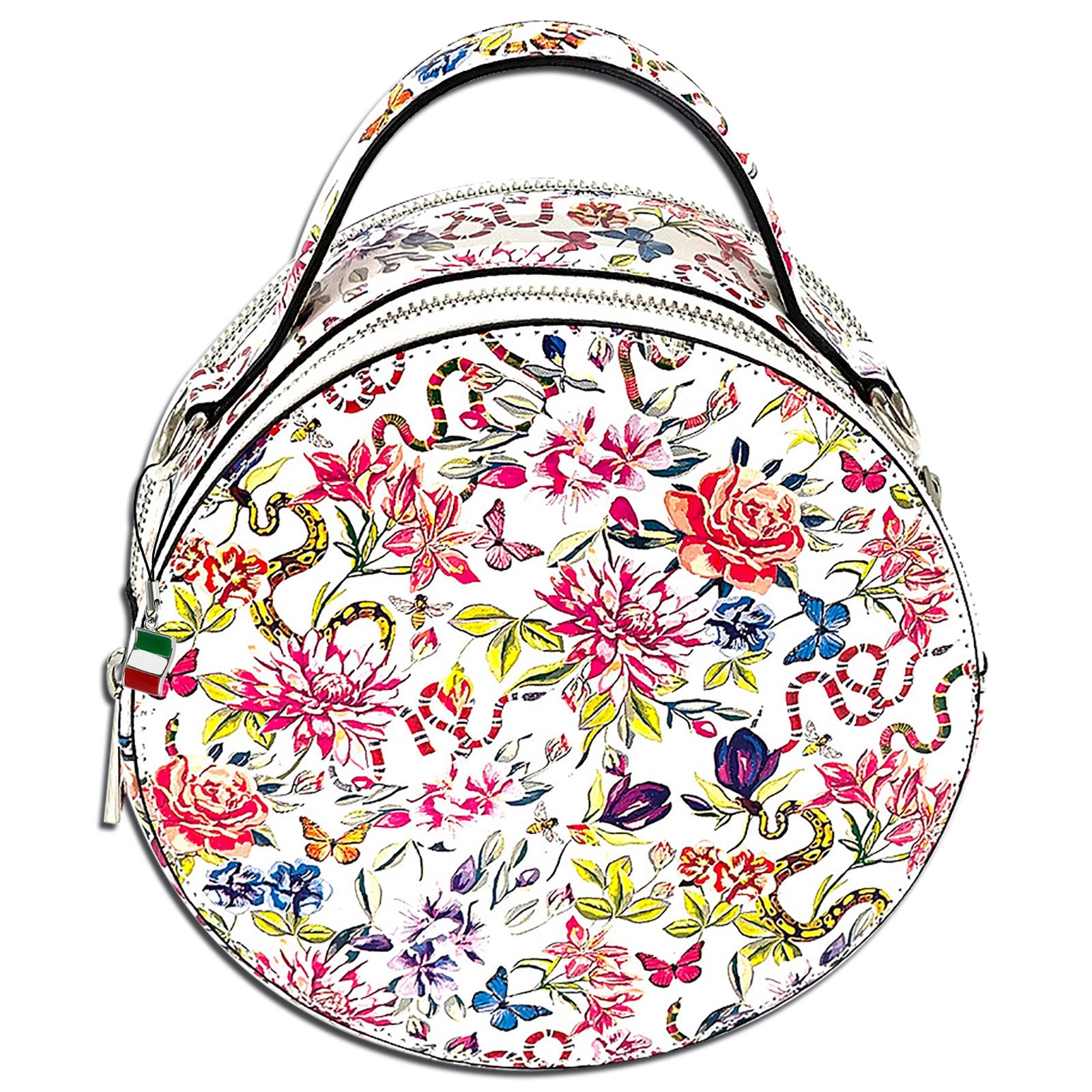 Florence runde Damen Schultertasche Blumen Leder Handtasche mehrfarbig OTF123F