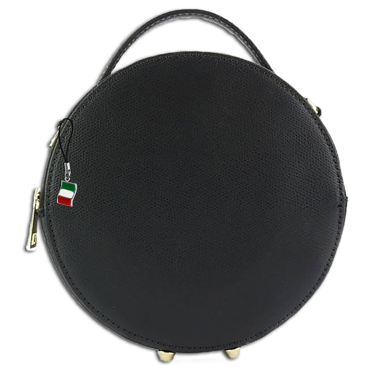 Florence runde Damen Schultertasche echtes Leder Handtasche schwarz OTF123S